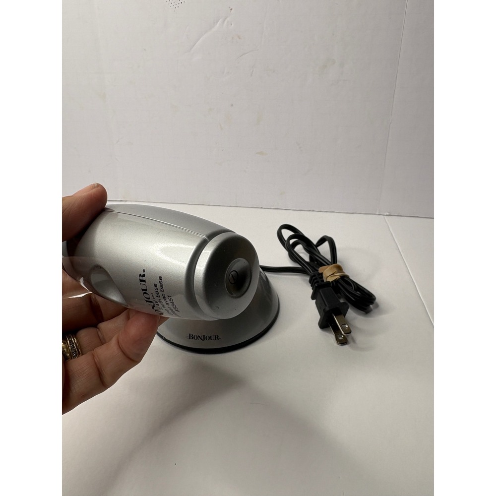 Bonjour Handheld Milk Frother with Charging Base Silver Black Model 53451
